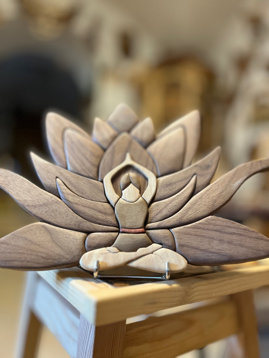 Yoga Gift, Teak, Cutting Board, Lotus Flower, Yoga Wall Art, Gift